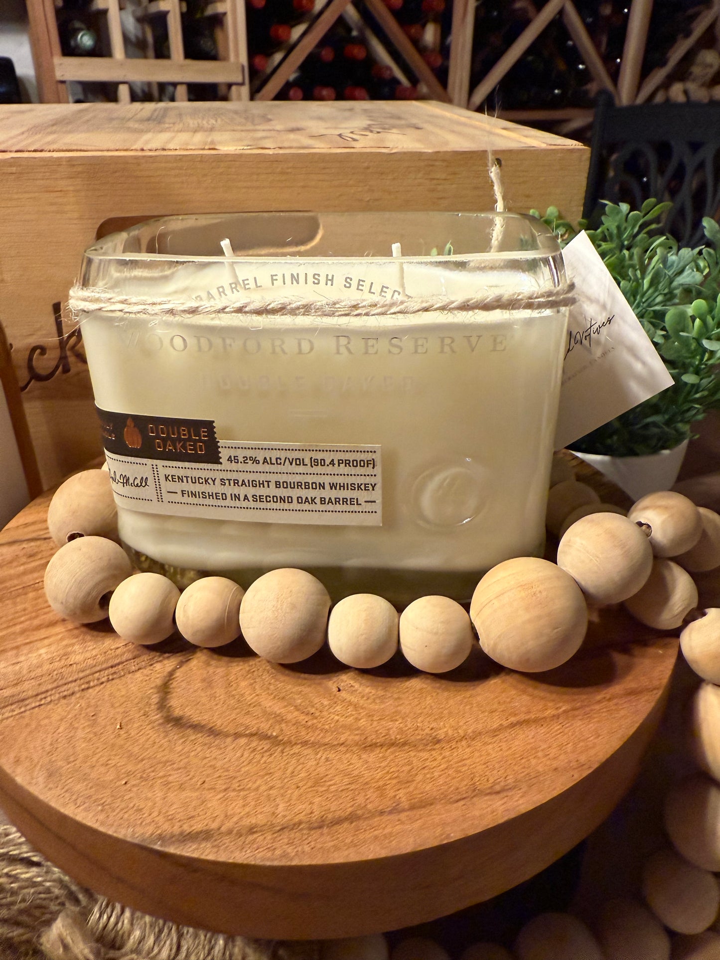 Recycled Whiskey Bottle Candle Woodford Reserve