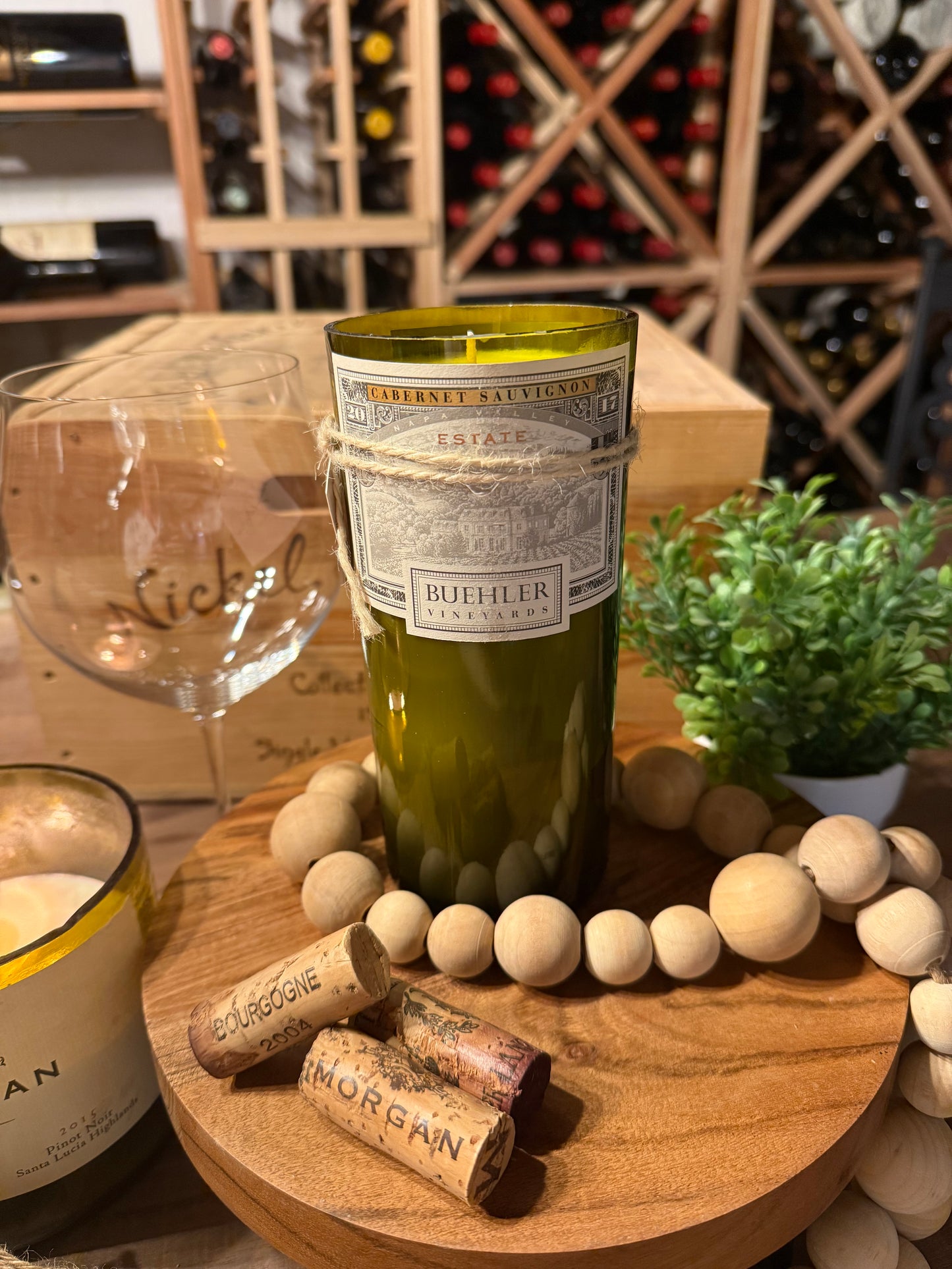 Recycled Wine Bottle Candle Buehler Vineyards