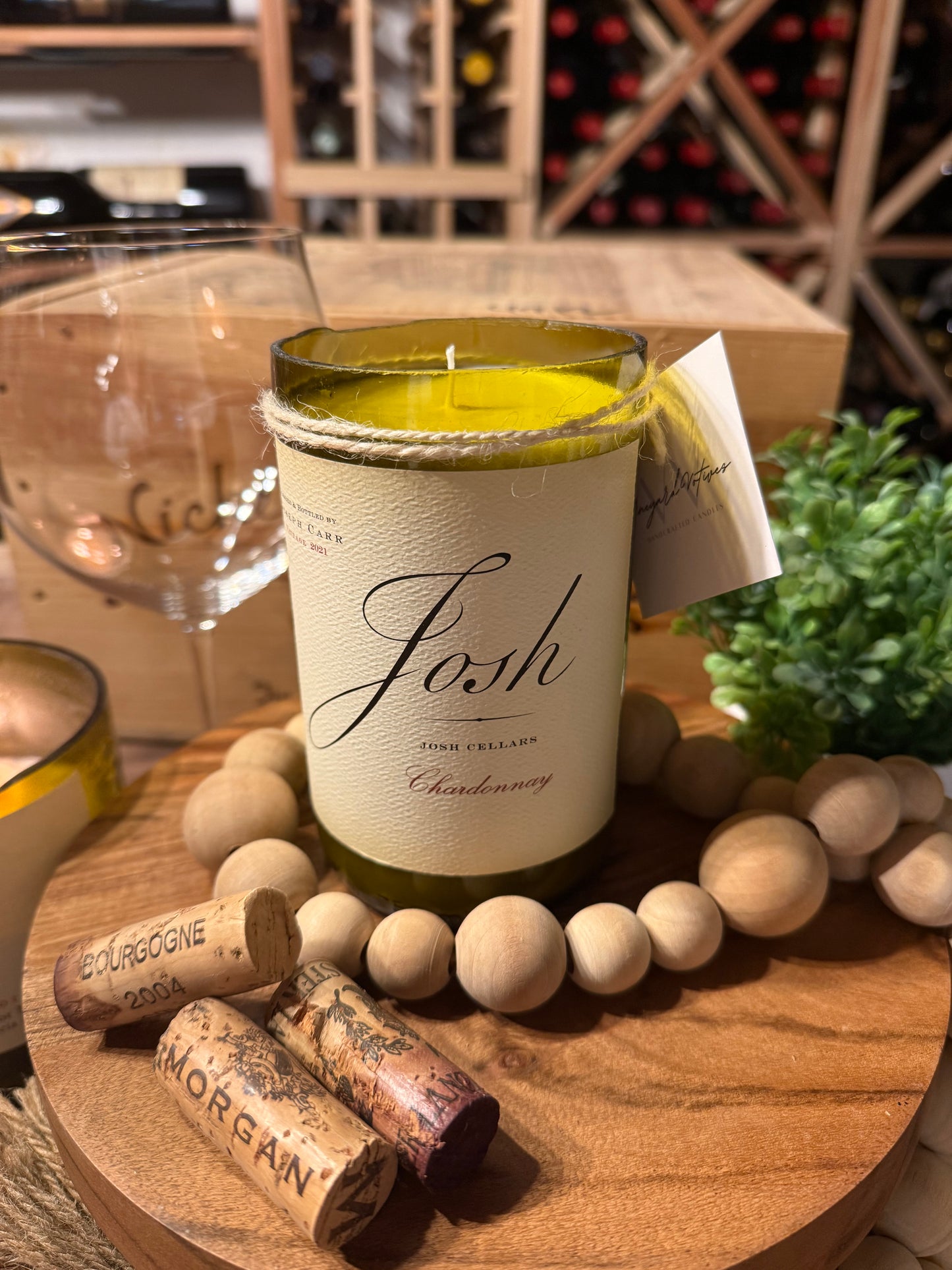 Recycled Wine Bottle Candle Josh Chardonnay