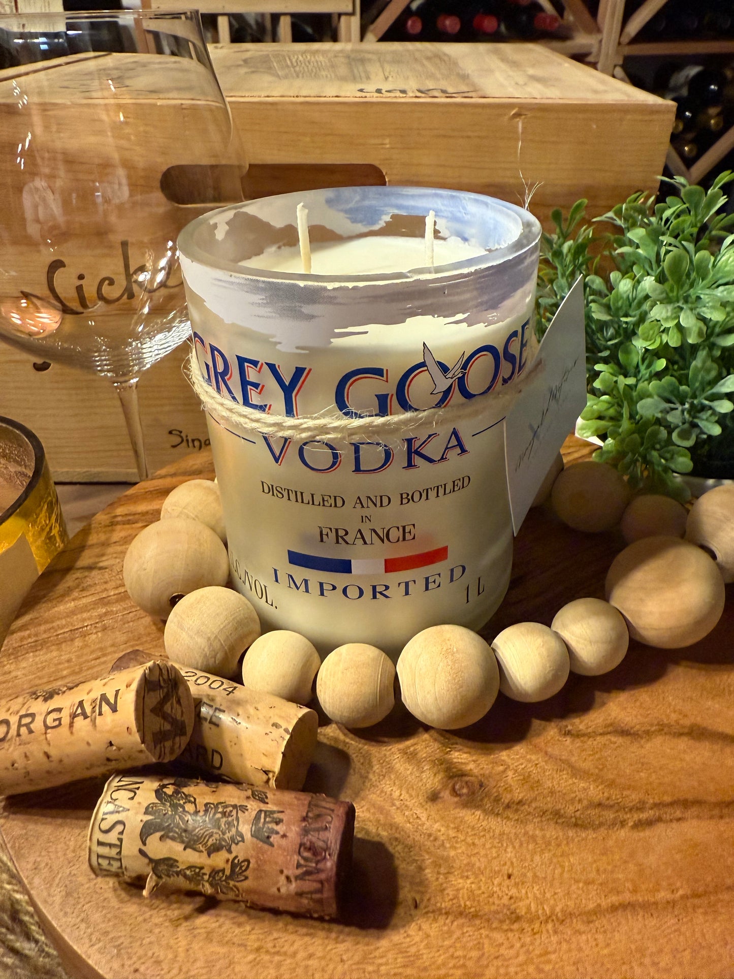 Recycled Vodka Bottle Candle Grey Goose