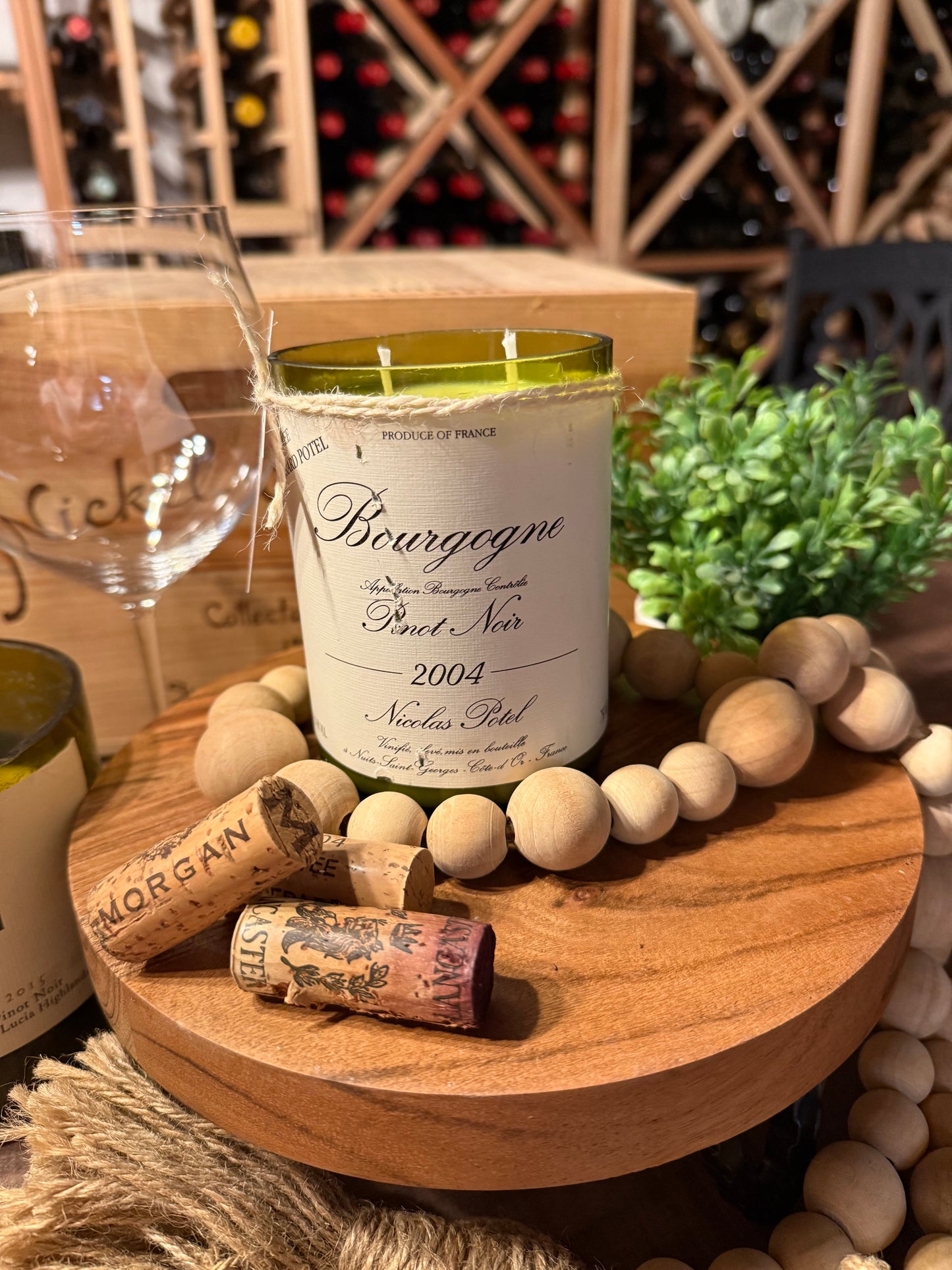 Recycled Wine Bottle Candle Bourgogne