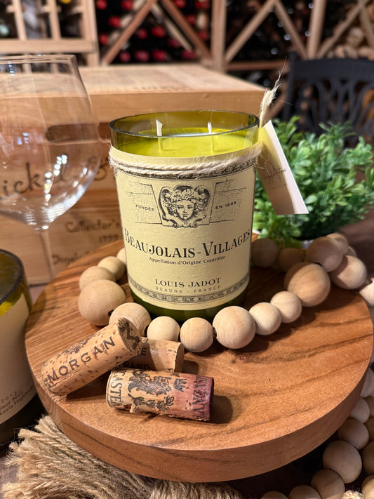 Beaujolais-Villages-Recycled Wine Bottle Candle