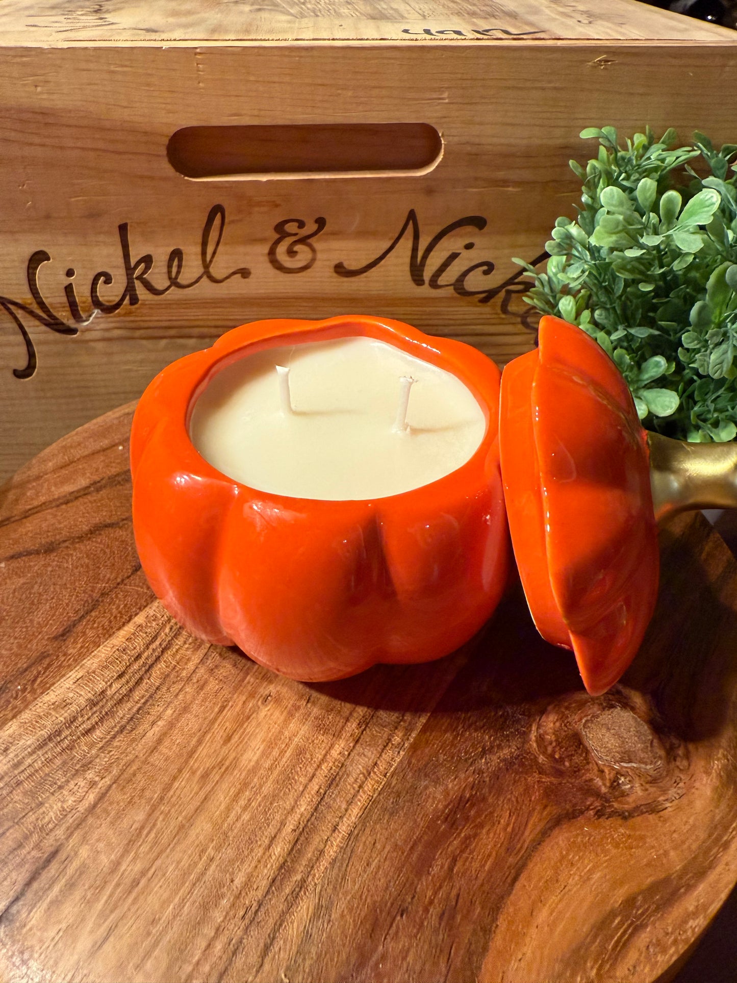 8 oz. Orange Pumpkin Candle with Lid