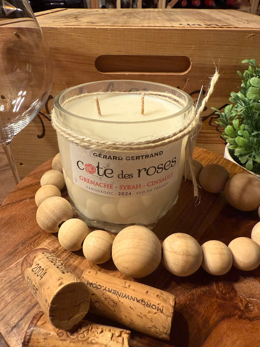 Cote de Roses Rose- Recycled Wine Bottle Candle