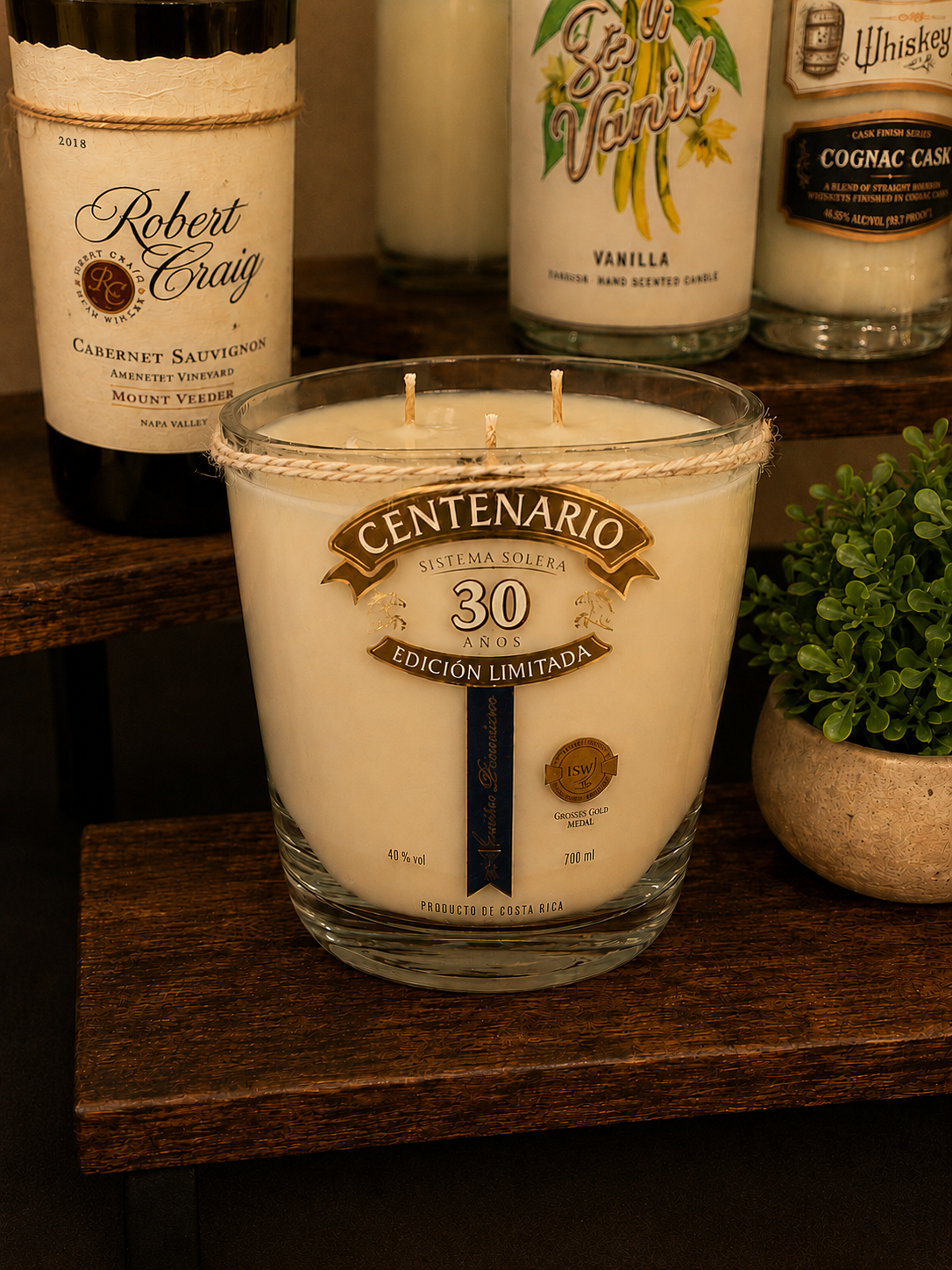 Centenenario Recycled Tequila Bottle Candle
