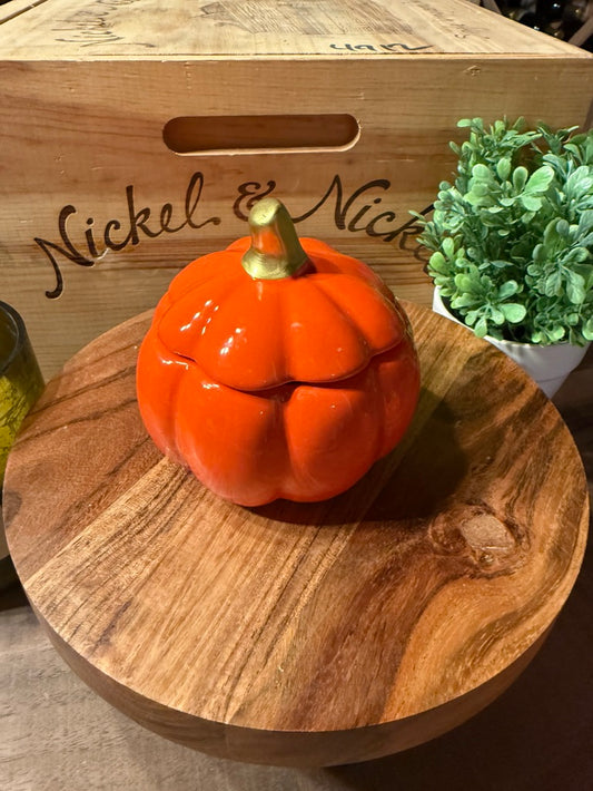 8 oz. Orange Pumpkin Candle with Lid