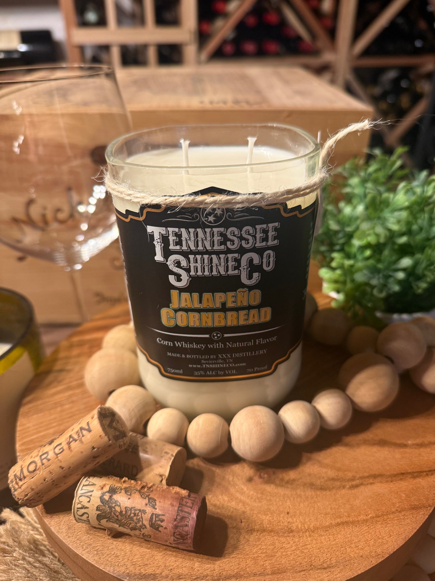 Recycled Whiskey Bottle Candle Tennessee Shine