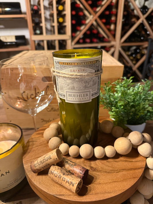 Recycled Wine Bottle Candle Buehler Vineyards