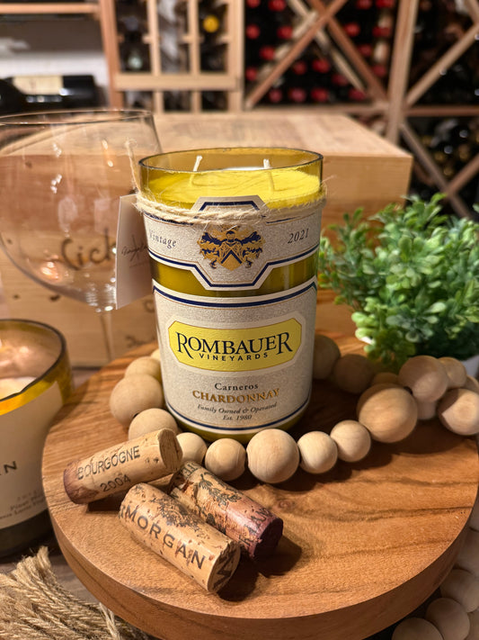 Recycled Wine Bottle Candle Rombauer Chardonnay