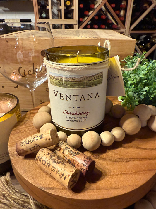 Recycled Wine Bottle Candle Ventana Chardonnay
