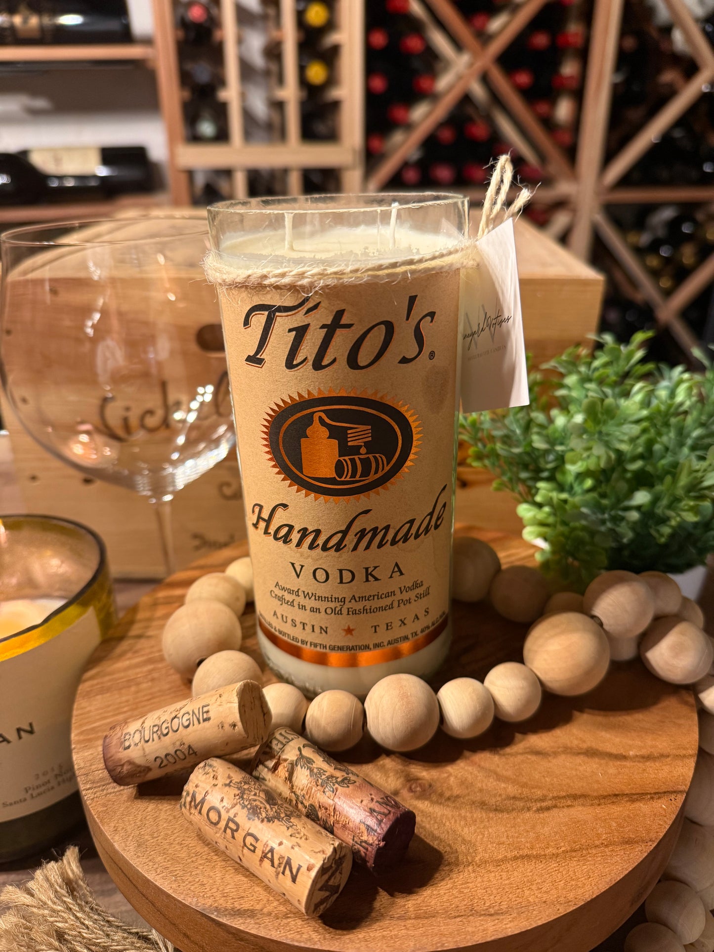 Recycled Vodka Bottle Candle Tito's