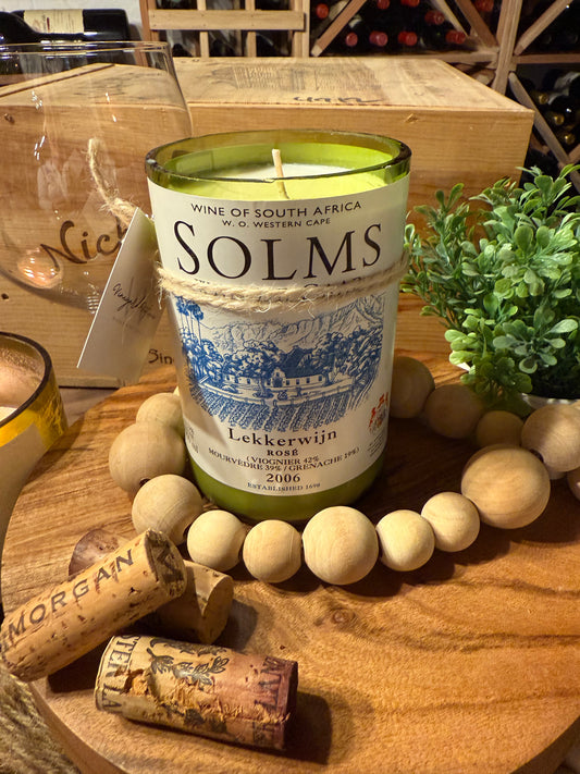 Recycled Wine Bottle Candle Solms Rose