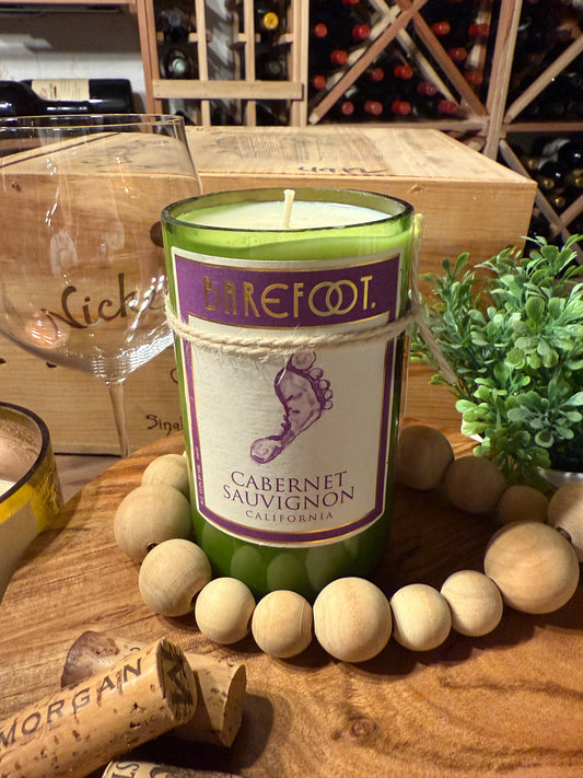 Recycled Wine Bottle Candle Barefoot