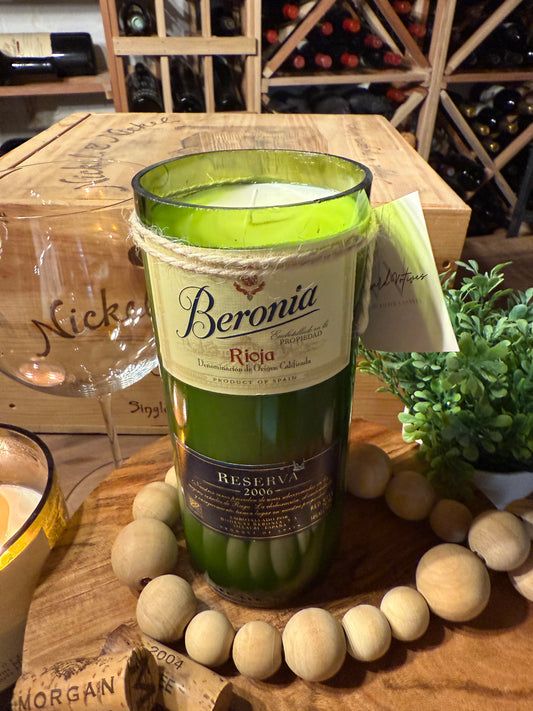 Recycled Wine Bottle Candle Beronia Rioja