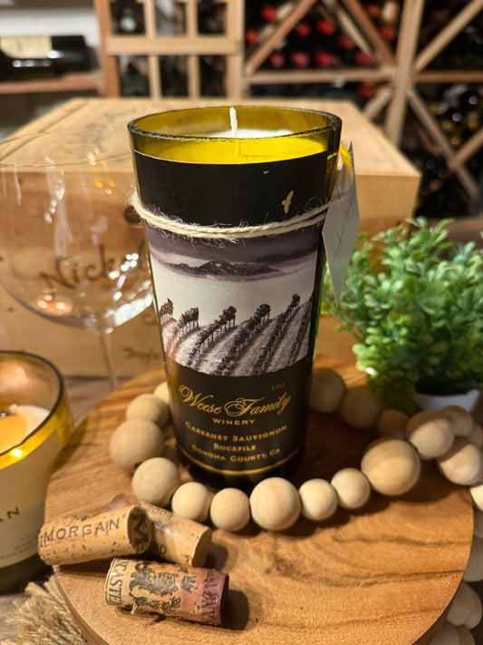 Recycled Wine Bottle Candle Wesse Family Vineyards