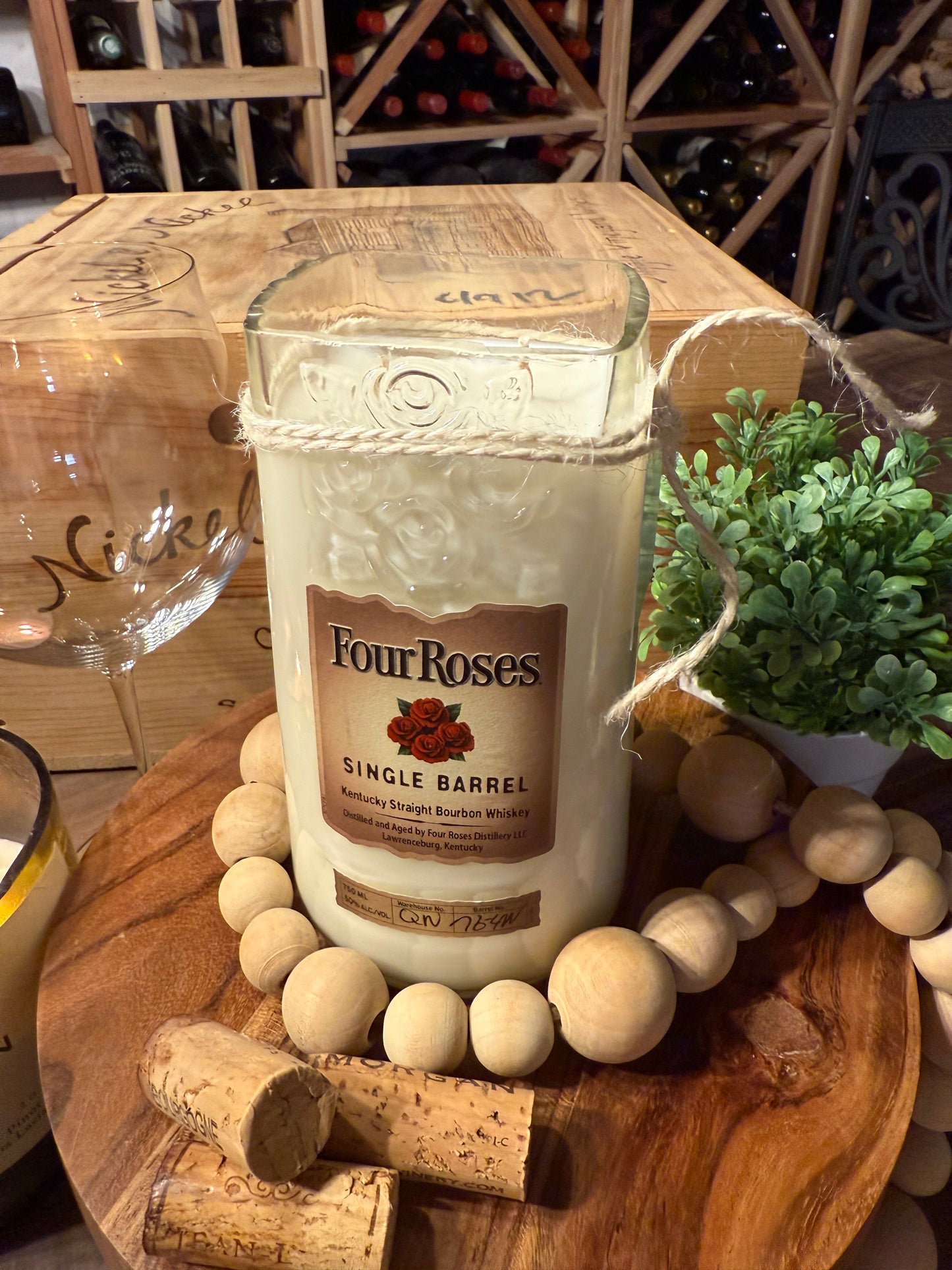 Four Roses- Recycled Bourbon Whiskey Bottle Candle