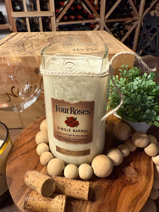 Four Roses- Recycled Bourbon Whiskey Bottle Candle