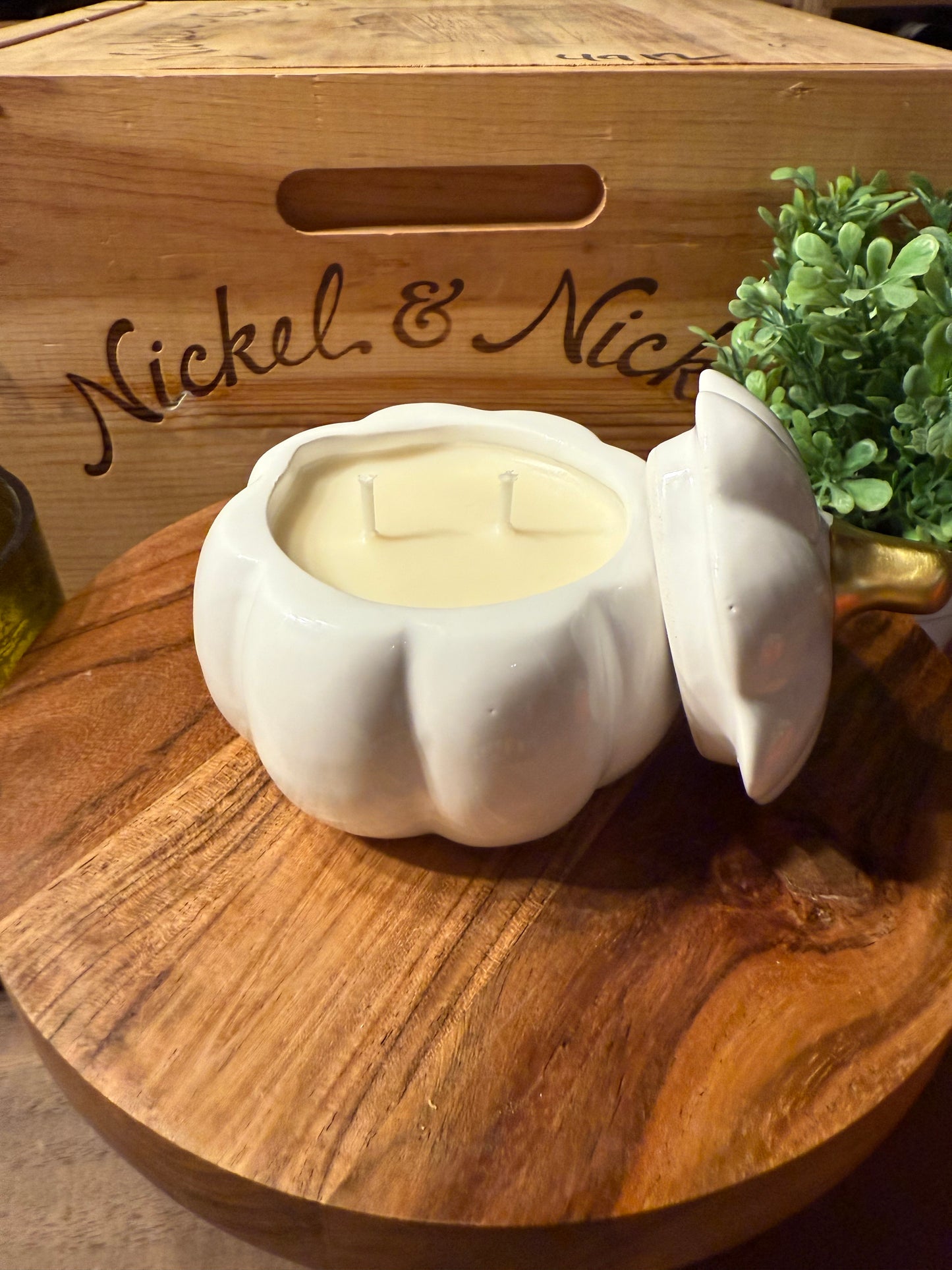 8 oz. White Pumpkin Candle with Lid