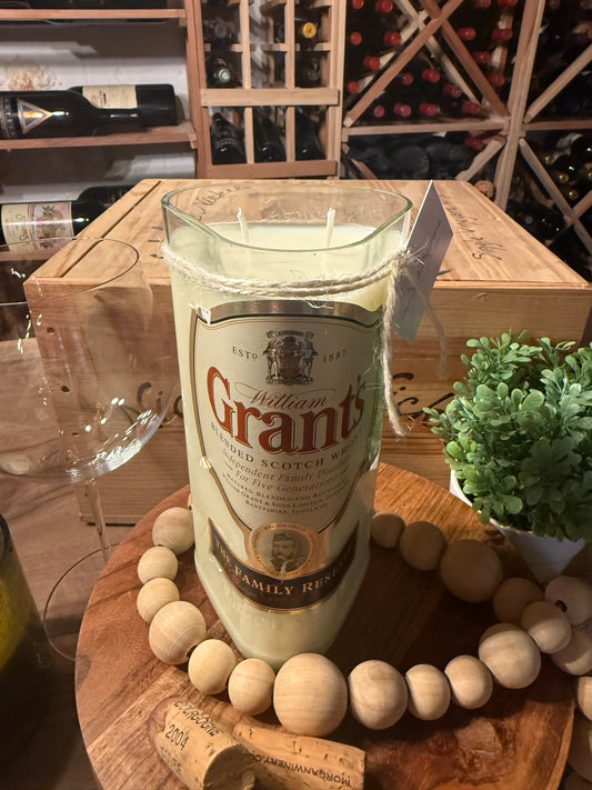 Grant's Blended Scotch Whisky- Recycled Alcohol Bottle Candle