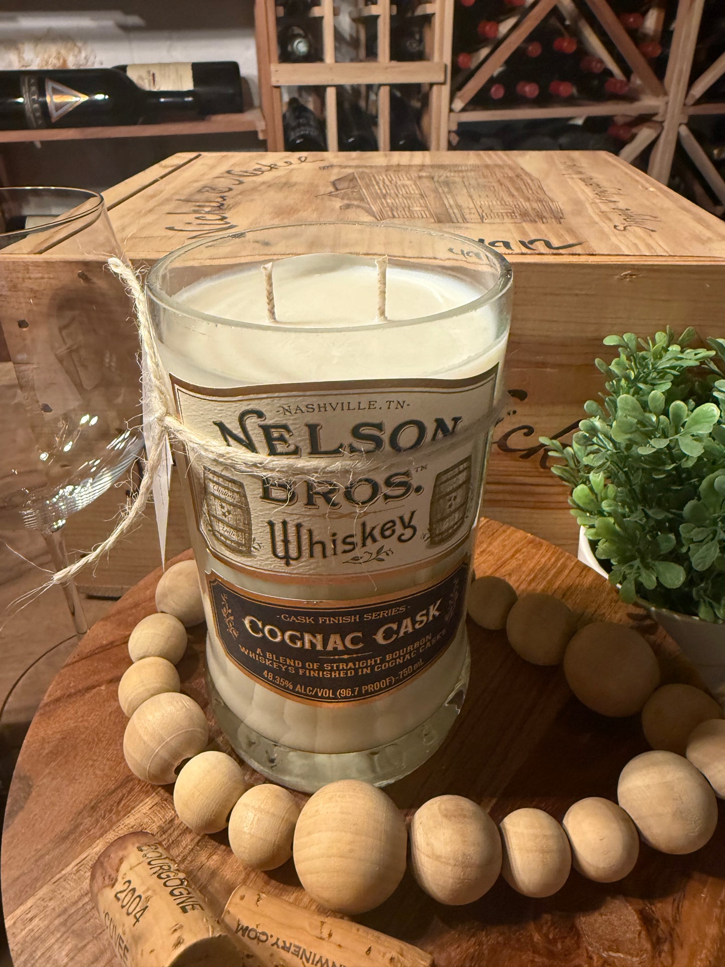 Nelson Bros. Whiskey-Recycled Whiskey Bottle Candle