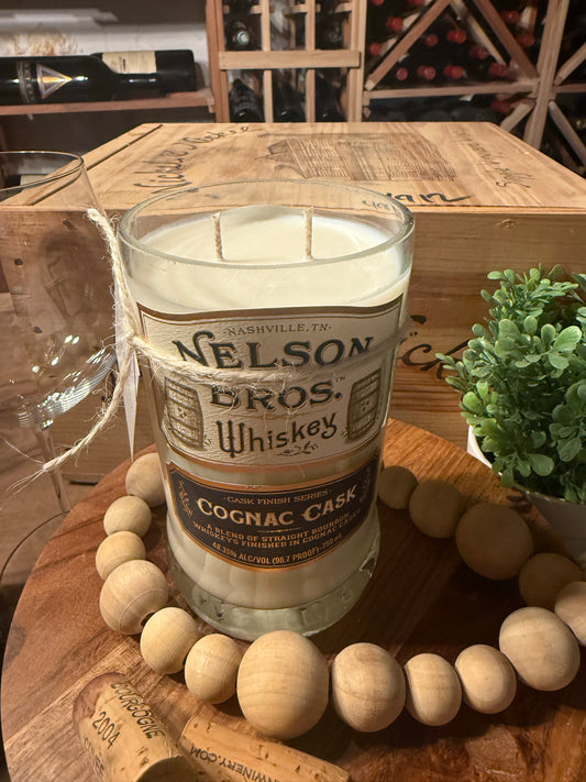 Nelson Bros. Whiskey-Recycled Whiskey Bottle Candle