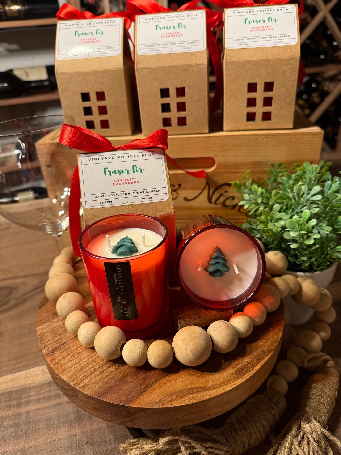7oz. Red Christmas Candle with House Gift Box