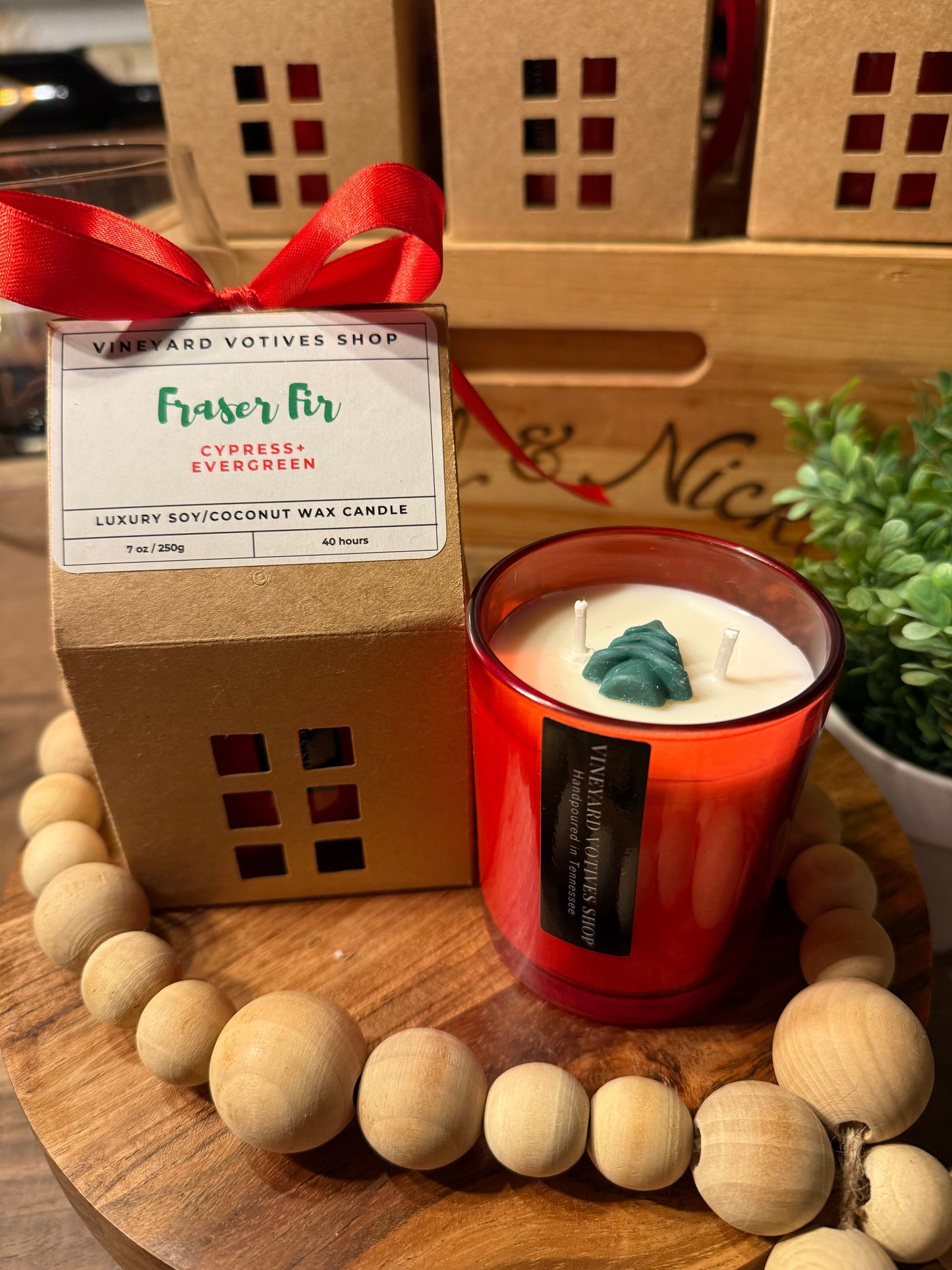 7oz. Red Christmas Candle with House Gift Box